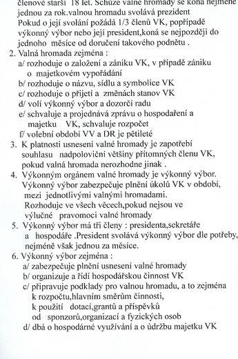 Stanovy organizace